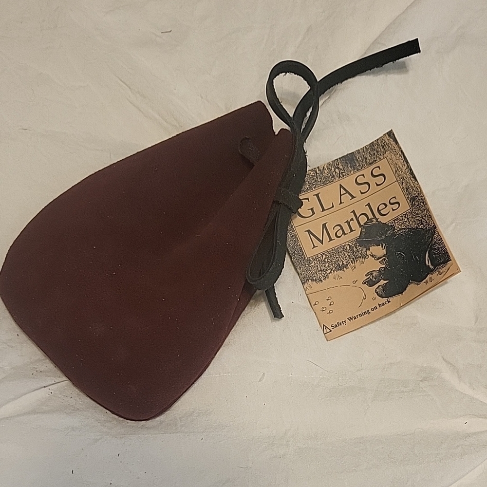 Brown Suede Pouch with Black Tie